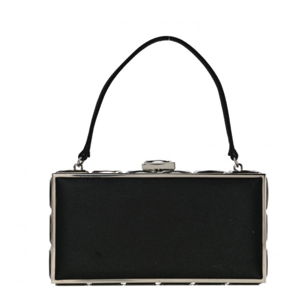 Judith Leiber Black Satin Clutch Purse -AUTHENTIC - NEW - NEVER USED